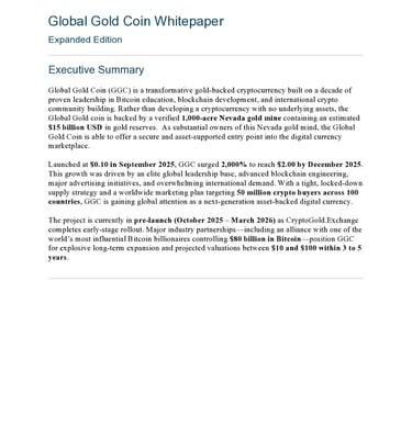 Global Gold Coin Whitepages executive summary