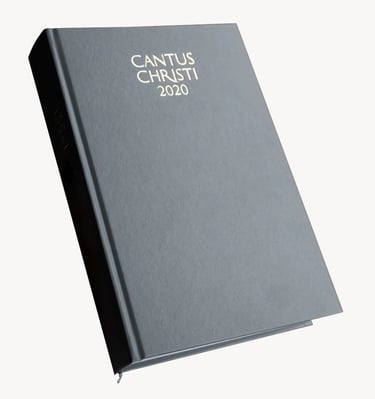 Picture of hymnal inscribed "Cantus Christi 2020"