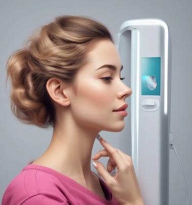 A young woman beaming as she holds her beauty certificate framed elegantly