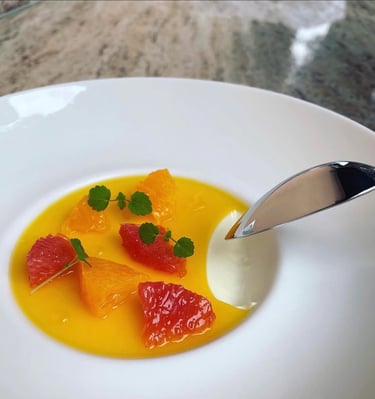 Dessert gastronomique Crème d'agrumes Ajaccio Chef