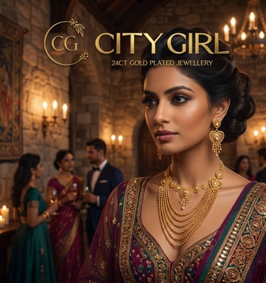 City Girl Gold Plated Jewellery Set Cocktail Party and Bridal Set