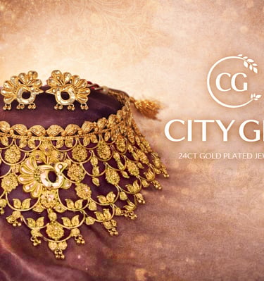 City Girl Gold Plated Jewellery Set Cocktail Party and Bridal Set