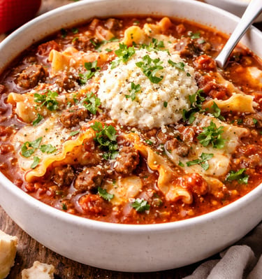 Cheesy Lasagna Soup Recipe