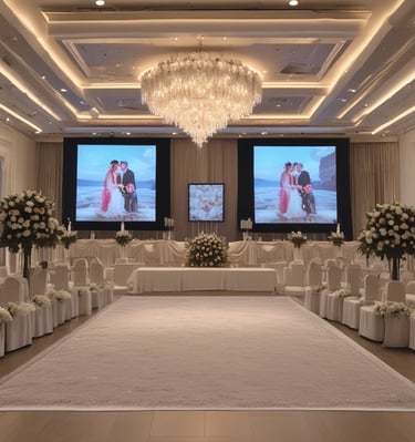 Outdoor LED sign mounted on a storefront glowing warmly during sunset.