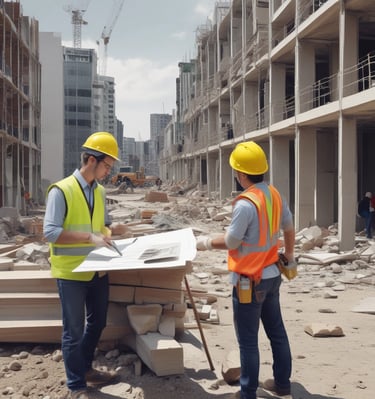 Industrial factory floor with machinery and workers in safety gear.