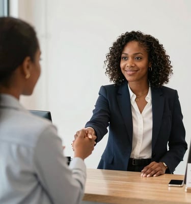 A small business owner smiling while reviewing their updated bookkeeping reports.