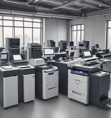 Close-up of a sleek modern computer setup with multiple monitors displaying network configurations