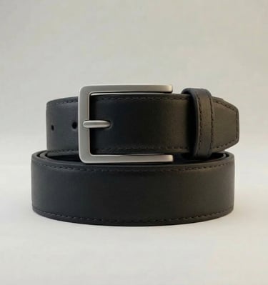 Cinturón de vestir de cuero liso de color negro