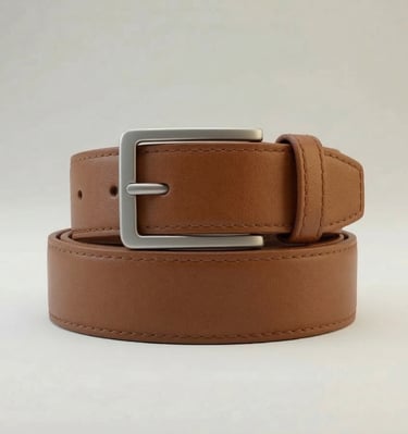 Cinturón de vestir de cuero liso de color marrón claro