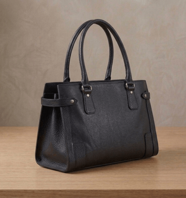 Cartera para mujer de oficina de cuero negro