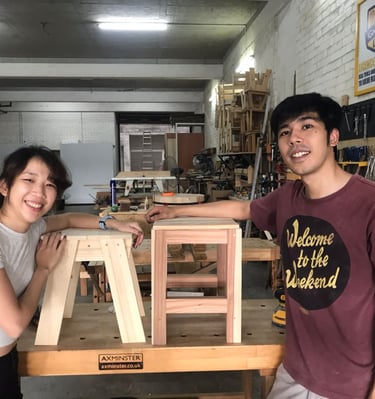 a couple just completed making their stool
