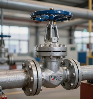 Emerson Fisher control valve installed on an industrial pipeline