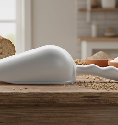 Pelle blanche HACCP pour farine. Dosage hygiénique des ingrédients secs.