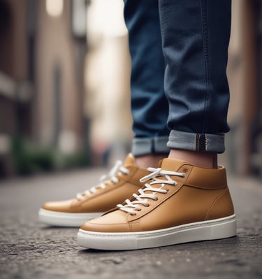 Close-up of sleek sneaker soles highlighting durable material textures.