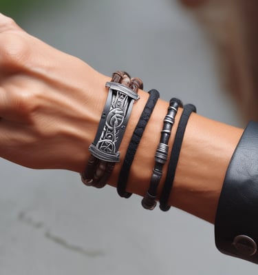 Luxury bracelet with interwoven silver and gold links, captured with dramatic lighting against a shadowy backdrop.