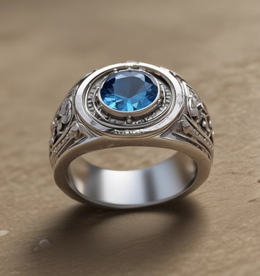 Close-up of a sleek black onyx ring with gold accents glowing softly against a dark velvet background.