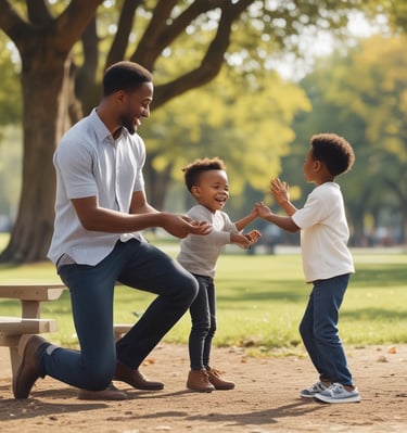 Two men mentoring a young boy, sharing a laugh on a Cleveland street corner.