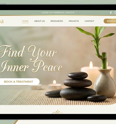 a tablet screen displaying a website page with a spa treatment