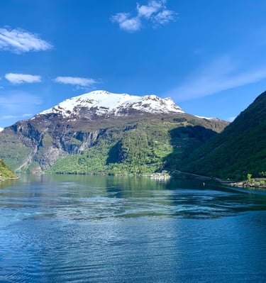Geringerfjorden in Norway with mountains in the background