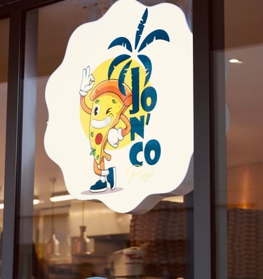 Enseigne lumineuse ronde de la pizzéria Jo N' Co à Saint Julien de Concelles