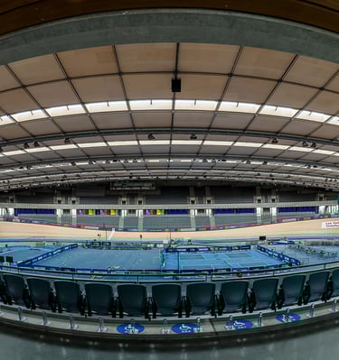 Fisheye lens photo of the London Velodrome