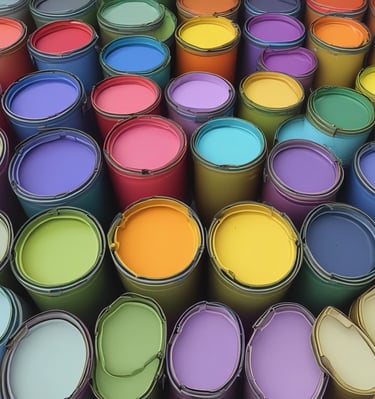 A vibrant color palette used in a home project.