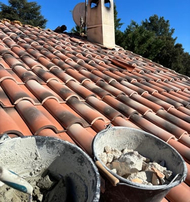 Photo d'une réféction de toiture en tuiles romane coloris silvacane 