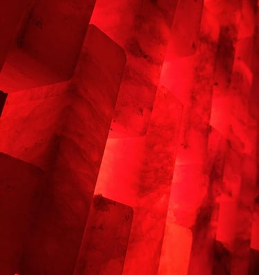 red glowing stones from a infrared sauna