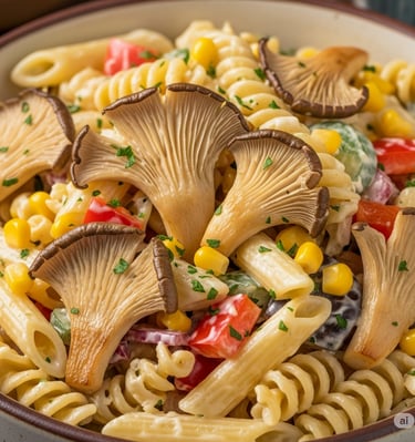 Creamy Oyster Mushroom Pasta Salad