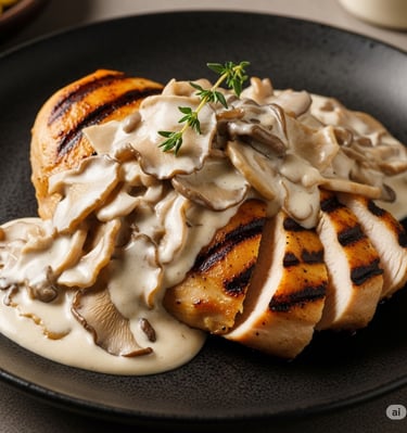 Grilled Chicken in Oyster Mushroom Sauce
