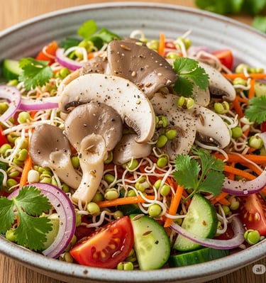 Oyster Mushroom & Sprouted Moong Salad