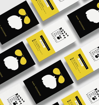 beer directors brand logo on a personal cards, yellow and black colors