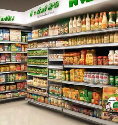 a view of a fruit stand through a car window
