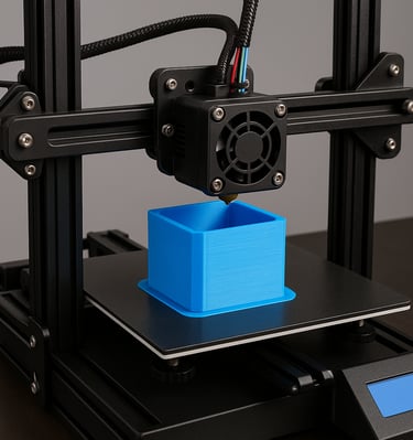 a 3d printer printer with a blue box