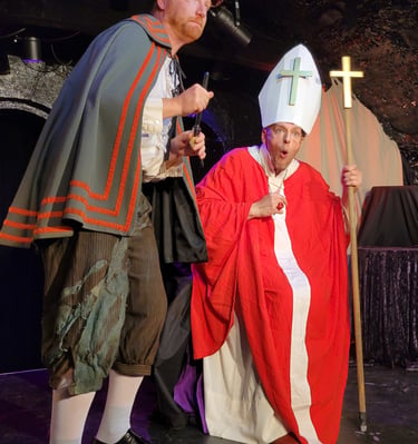 Élèves Comic Academy reprenant les Monty Python — théâtre comique Paris