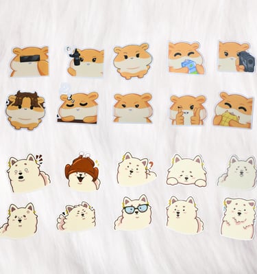 2 inches - waterproof sticker - wendy hamster, wendy samoyed dog