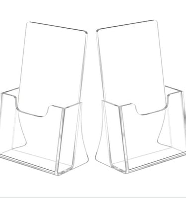 Two clear acrylic brochure holders side by side.