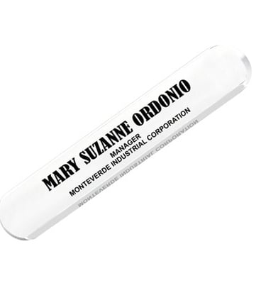Desk name plate for Mary Suzanne Ordonio, Manager at Monteverde Industrial.
