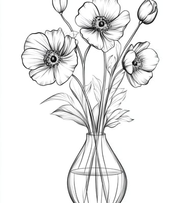 a vase with flowers in a vase on a white background