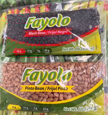 Frijol pinto y negro en cualquier presentacion de tamaño.