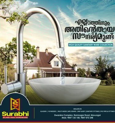 Best Digital Marketing Agency in kasaragod offers creative poster for surabhi glass and hardware