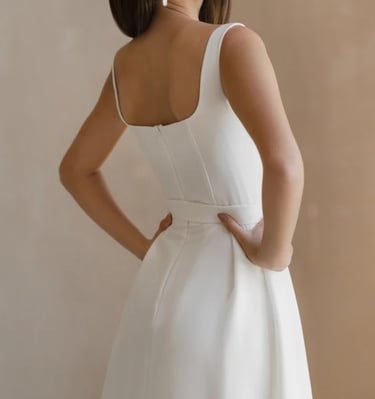 a woman in a white dress with a white dress