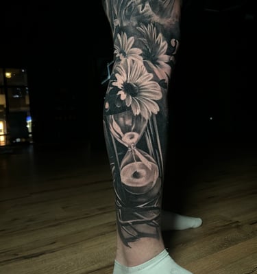 hour glass  realism tattoo