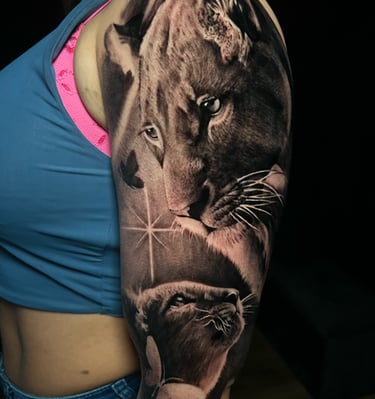 family tattoo  Mother and daughter lion