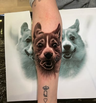realistic dog portrait tattoo of my pet