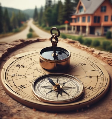 A wooden table with several tarot cards laid out, depicting various images and symbols. A person's hands are visible, holding a deck of cards ready for reading. The atmosphere suggests a moment of concentration and mystery.
