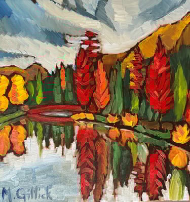 Oil Painting of Bow River in Banff Alberta