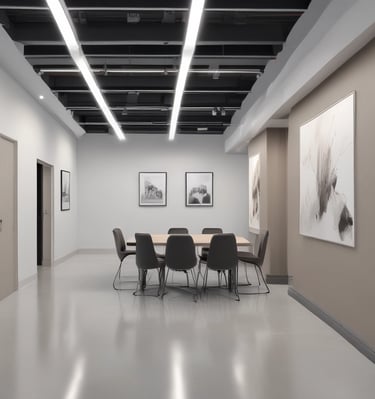 A dilapidated building is undergoing restoration, with scaffolding surrounding its facade. The structure appears aged and worn, with several floors visible. Adjacent buildings also exhibit old architecture, and a clear blue sky is in the background.