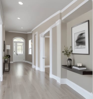 An interior space with exposed brick walls and visible structural damage. The plaster is crumbling, revealing bricks beneath, and there is a pile of rubble on the floor. The walls have patches of orange paint, and some bricks are missing, indicating significant deterioration.