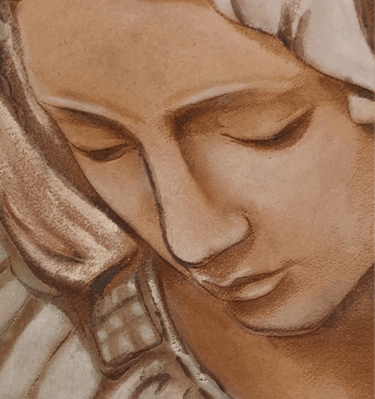 María - acrilico sobre retablo pirograbado